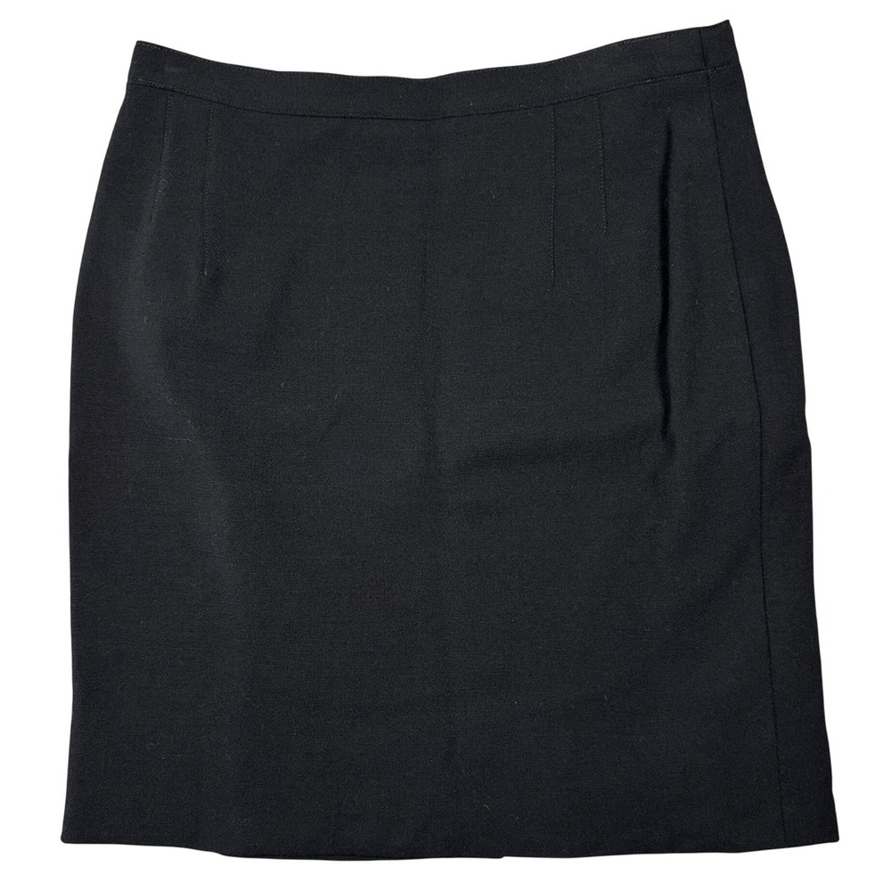 Vintage Rena Lange Virgin Wool Pencil Skirt Womens  12 Black Quiet Luxury Office